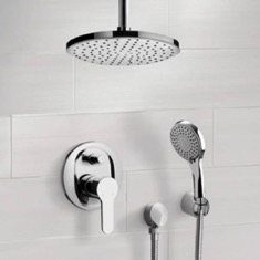 Ceiling Rain Shower System with Handheld, Rain Shower Head, Shower Faucet Set